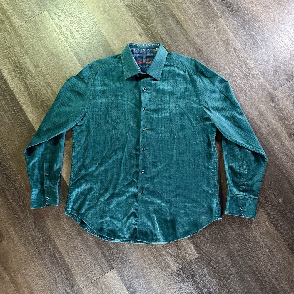 Robert Graham Classic Fit Shirt Size XL Green Buttom Front